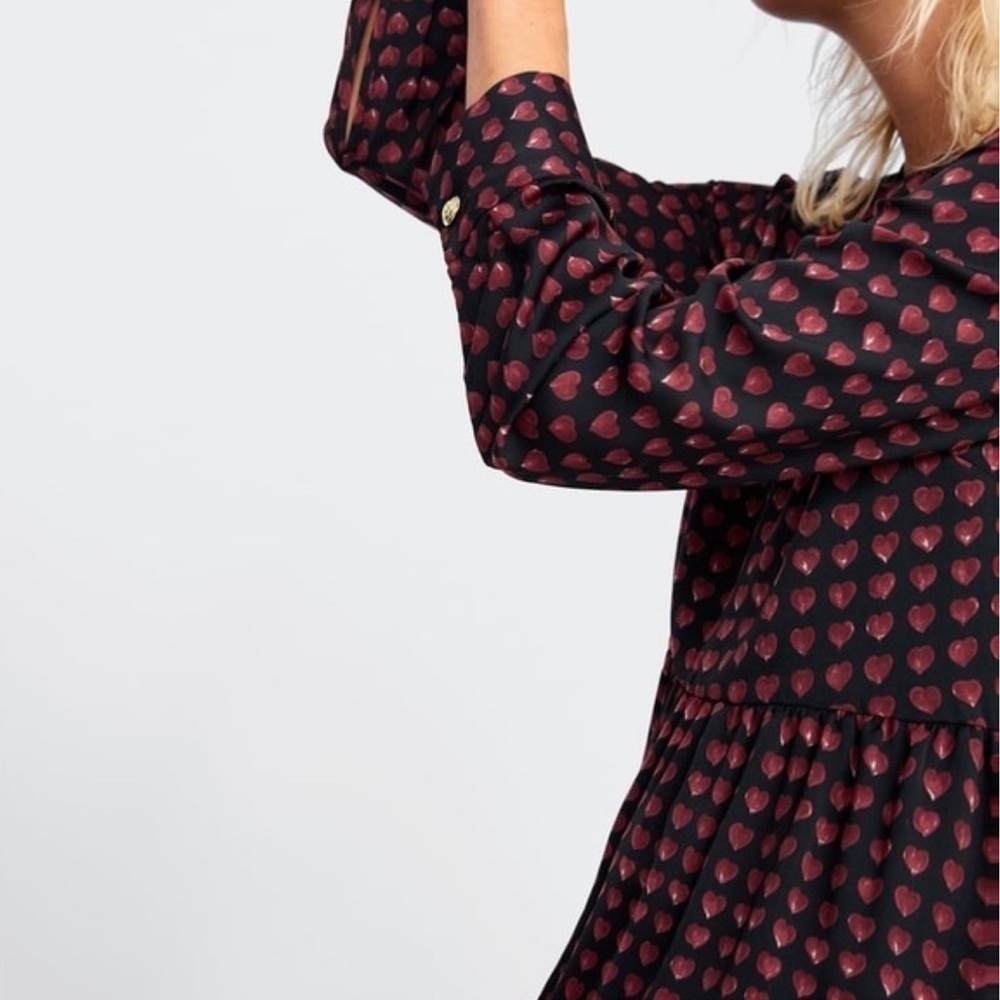 ZARA Heart Print Babydoll Mini Dress NWT Size Large - Picture 8 of 15